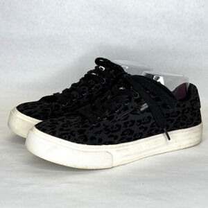 London Underground Womens Madeley Sneakers‎ Size 8 M Black Velvet Animal Print